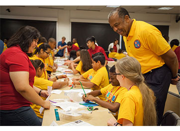Bernard Harris with science camp students Bernard Harris with science camp students